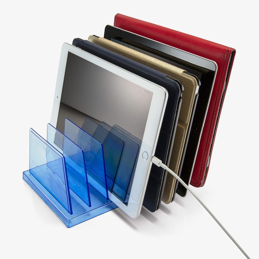 Elegant 7-Compartment Transparent Blue Office Sorter - Modern Desktop Solution