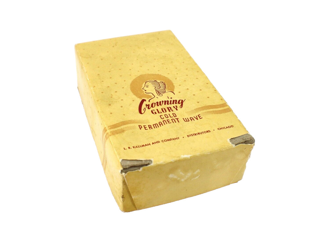 Crowning Glory COLD PERMANENT WAVE Empty Cardboard Box LR Kallman & Co