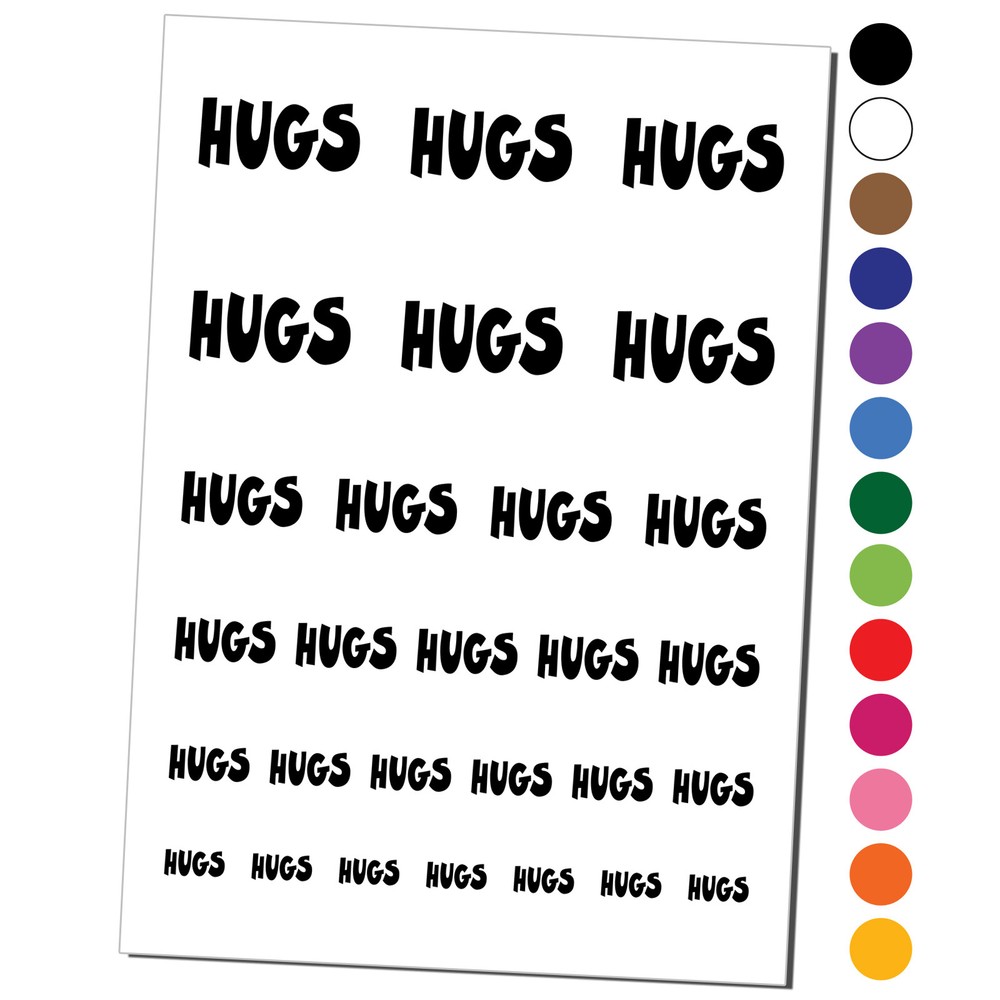 Hugs Fun Text Love Temporary Tattoo Water Resistant Set