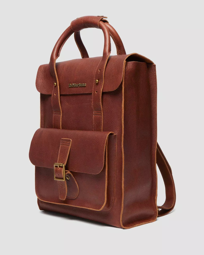 DR MARTENS AMBASSADOR BROWN LEATHER BOX BACKPACK
