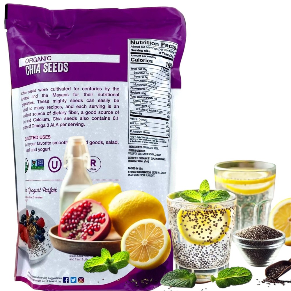 Volupta Organic Chia Seeds Raw 4LBS