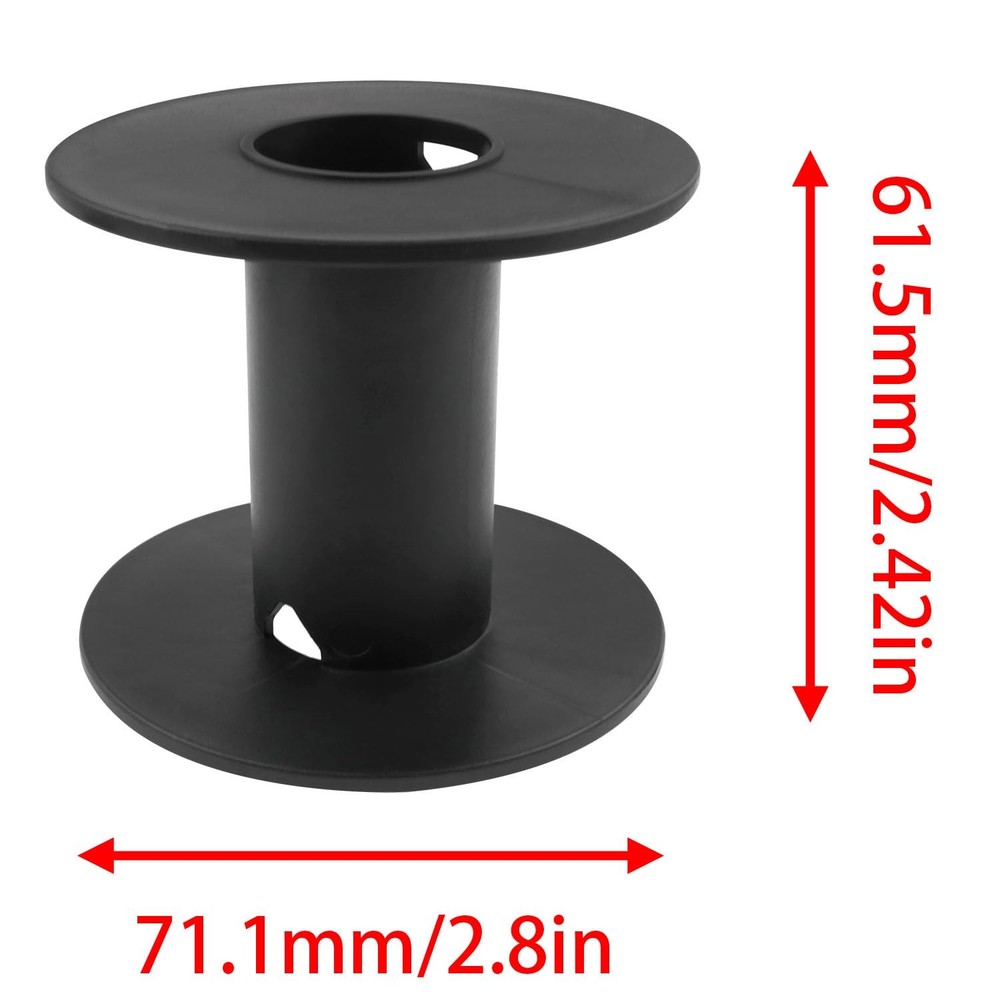 8 PCS 71mm 2.8-inch Black Plastic Empty Spools for Ribbon Thread Cord Wire