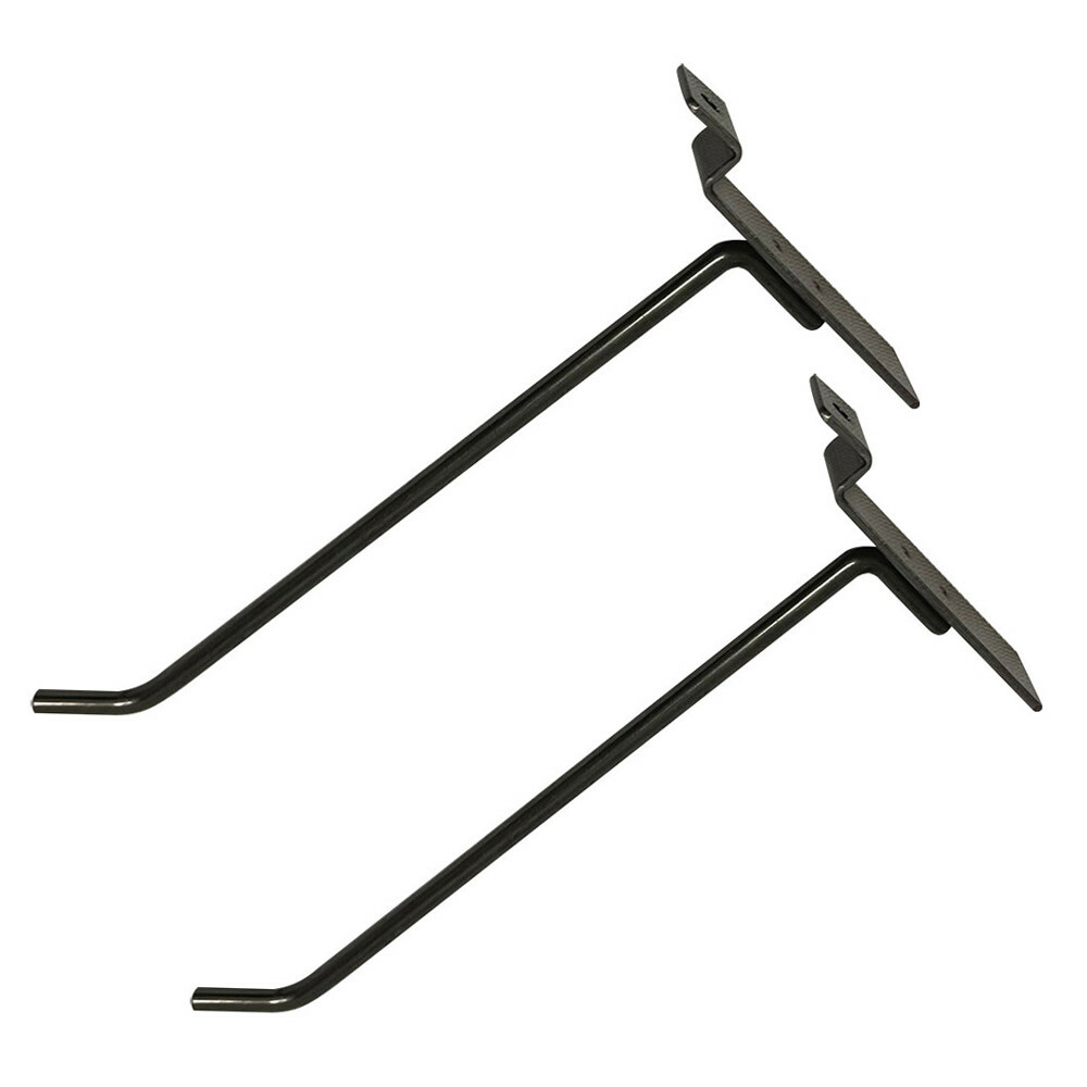 8" Raw Steel Slatwall Panel Hooks Display Hooks,Single Rod Hooks - Pack 2