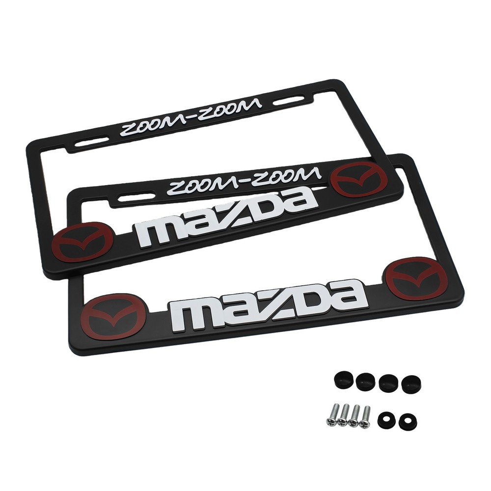 NEW 2pcs-Mazda-black Plastic license plate frame