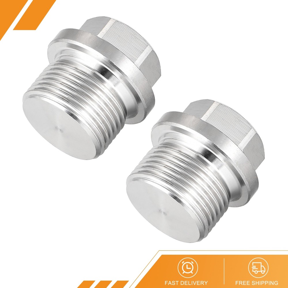 2pack M22x1.5 Male Outer Hex Head Plug Stainless Steel Solid Thread Pipe Fitting