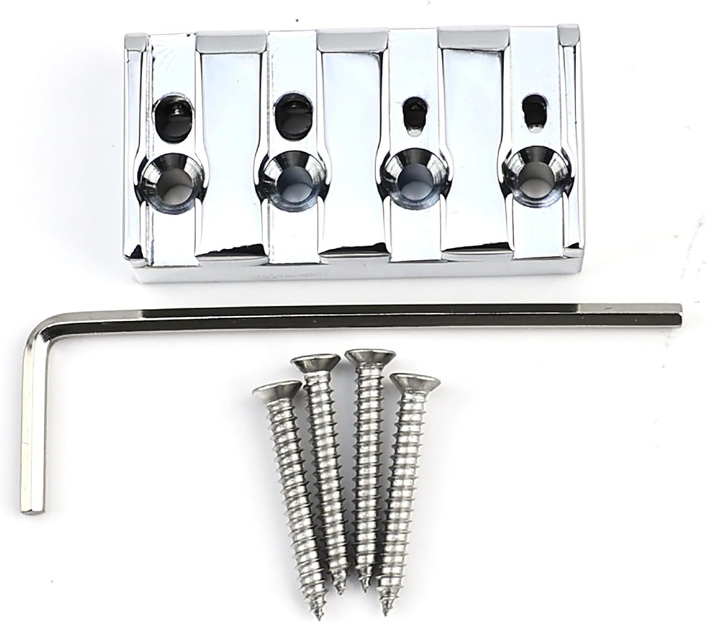 Chrome Brass 4 String Headless Bass Bridge String Lock Nut