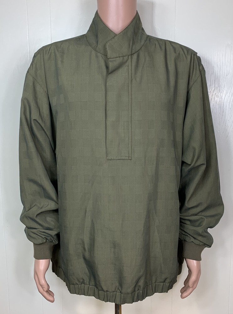 Footjoy 1/2 Zip Pullover Windbreaker Golf - Olive Green - Large Plain Blank