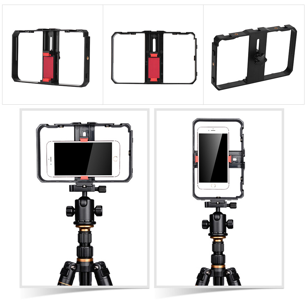 Andoer Mini Video Light Lamp+Handheld Smartphone Bracket Stabilizer Kit S2F2