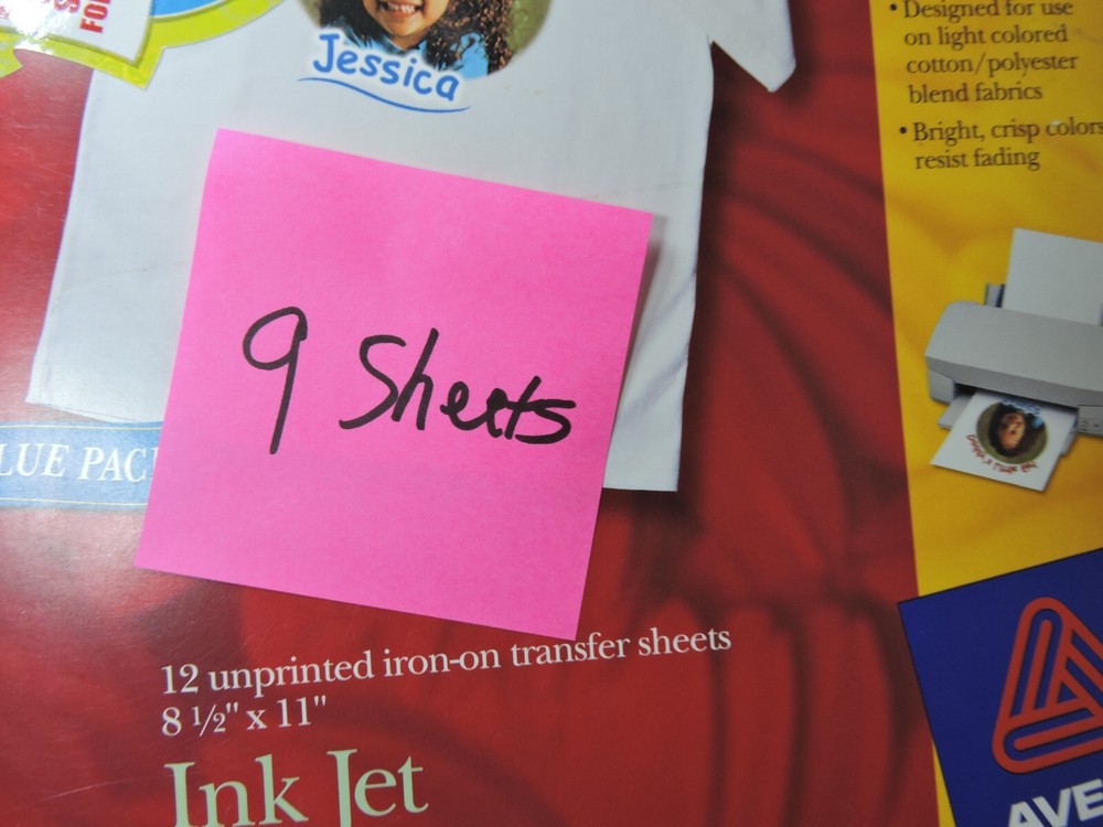 Avery T-shirt inkjet transfers 9 sheets