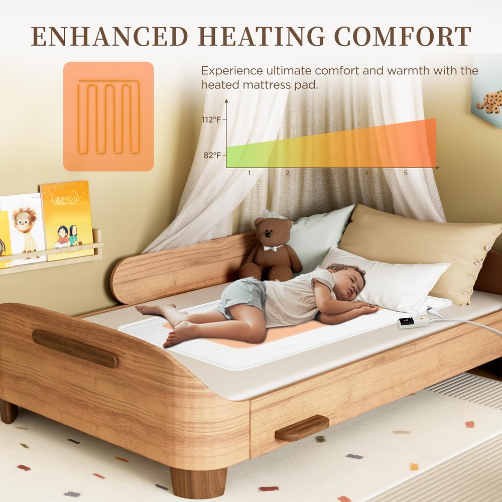 Heated Mattress Pad Mini Twin Size-Single Controller Mattress Pad with Deep P...