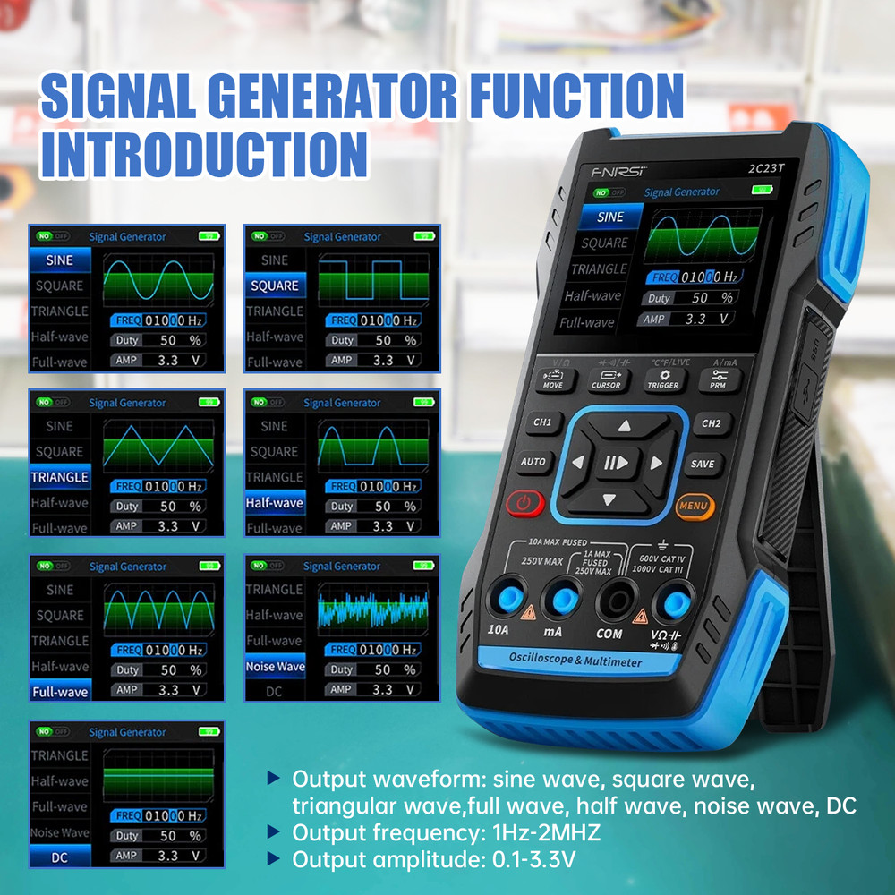 Handheld DualChannel Oscilloscope Digital Multimeter Function Signal Generator