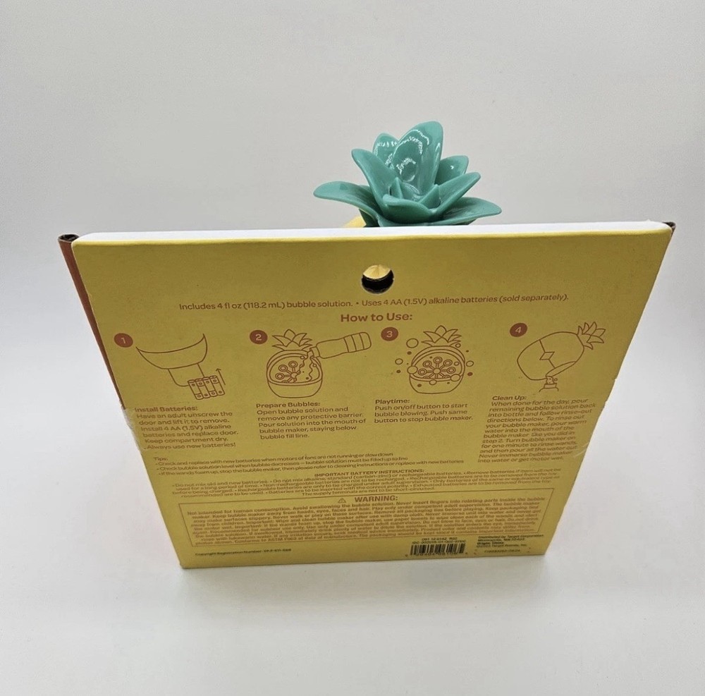 Bubble Maker - Sun Squad™ Pineapple - Battery Bubble Blower - New in Box