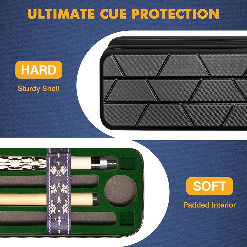 Hard Pool Cue Case 4x4 Billiard Stick Case with Strap and Handle