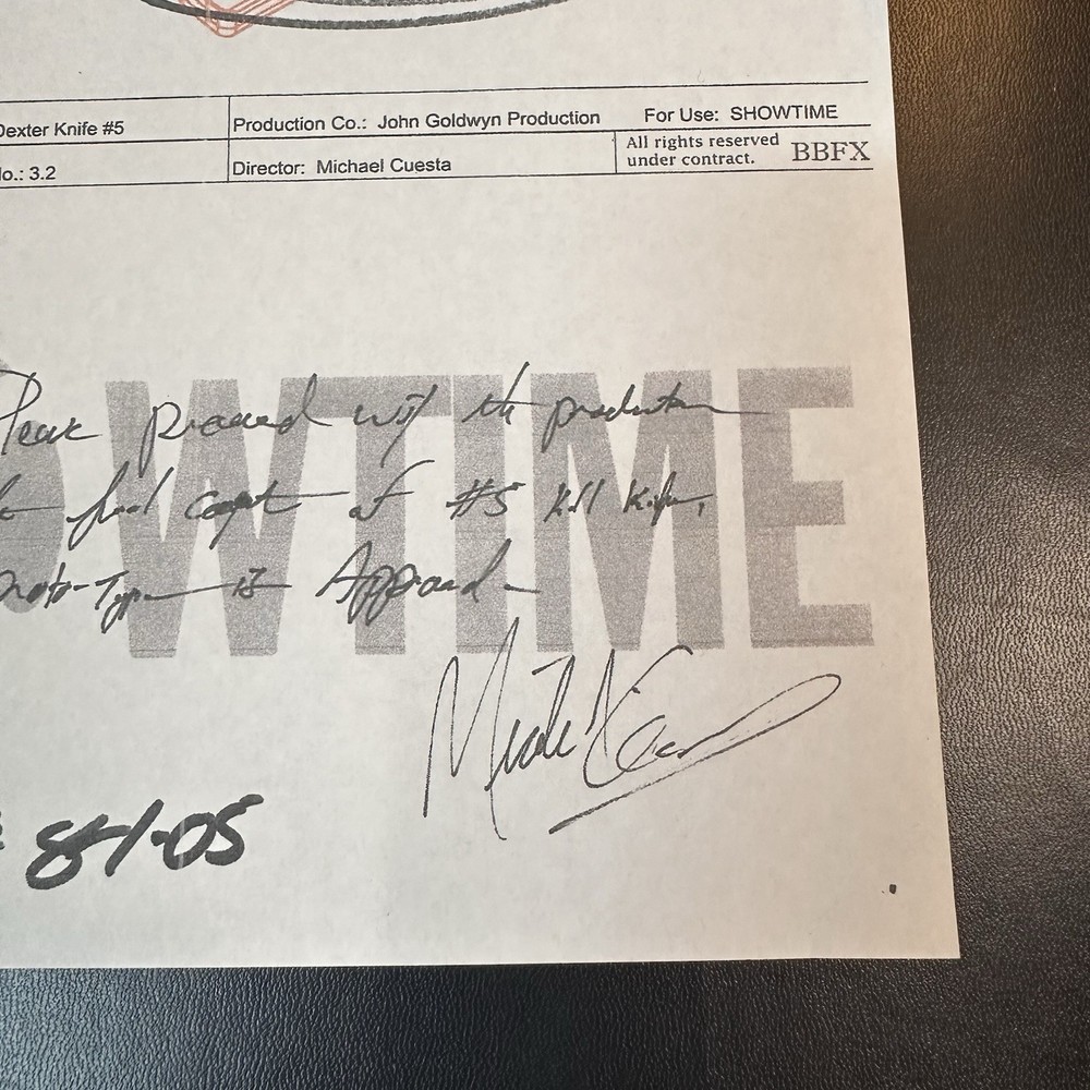 AUTHENTIC Preproduction - Sample Design “Kill Knife” for DEXTER Showtime Series