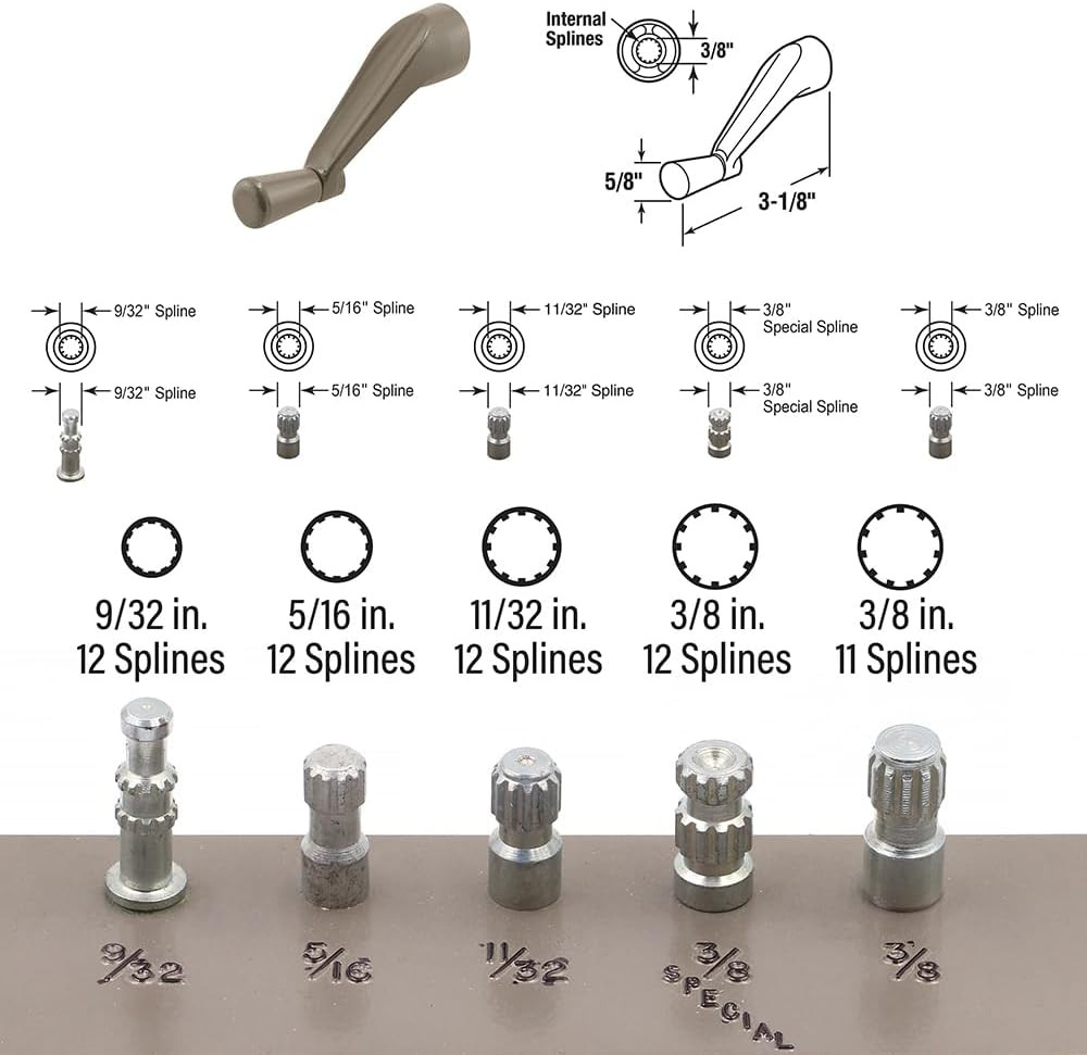 H 3966 Spline Socket Crank Handle, Stone, Smooth 360-Degree Operation (Single Pa