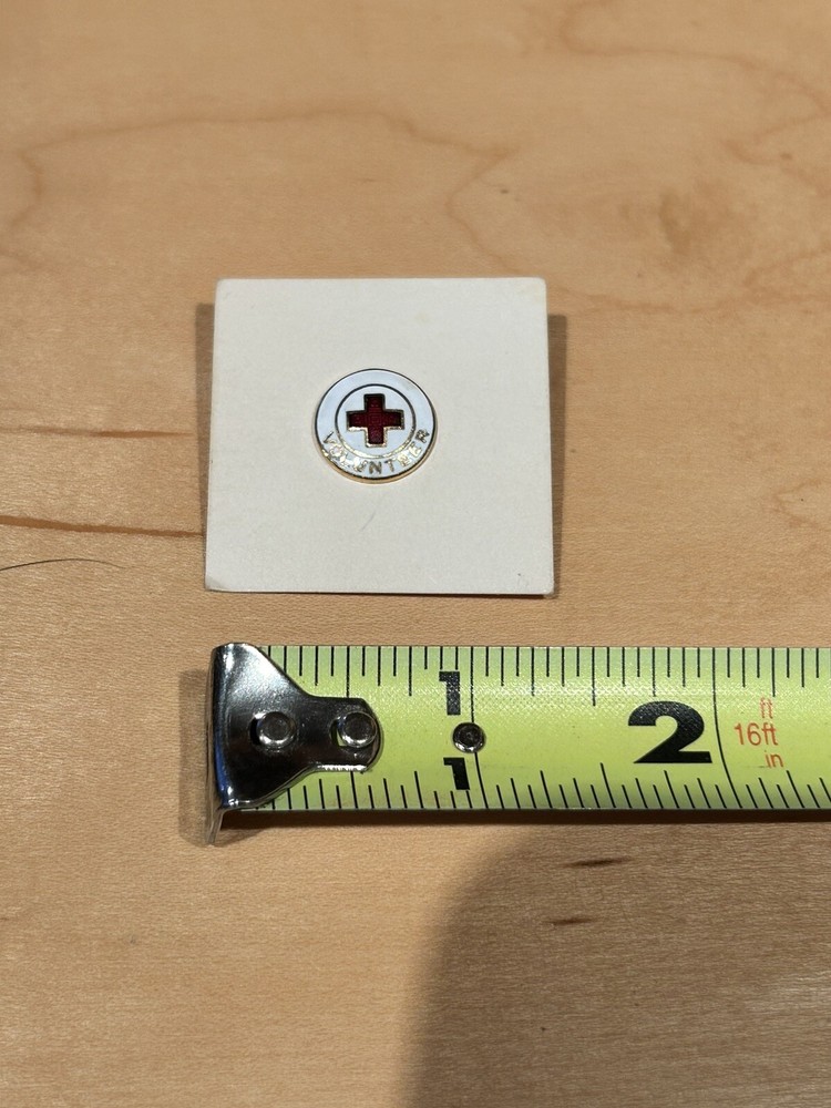 Red Cross Volunteer Lapel Pin 9/16" diameter with Clasp