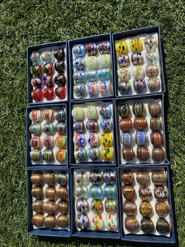 Lampwork Glass Ring Handmade Size 7 8 9 ,12pcs Pack
