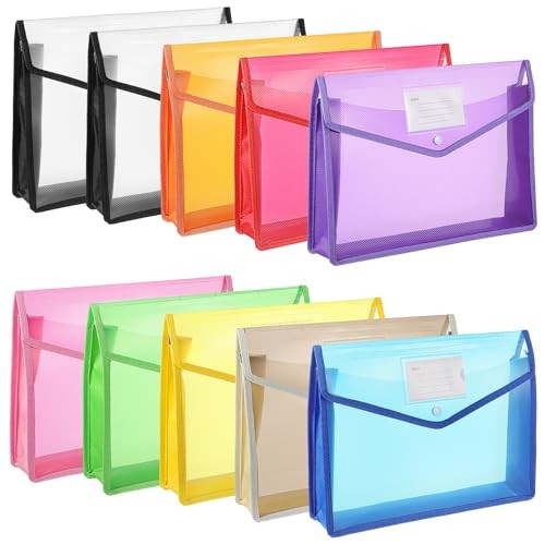 Molain 10 Pack Plastic Expanding File Folders, A4 Size Waterproof Documents