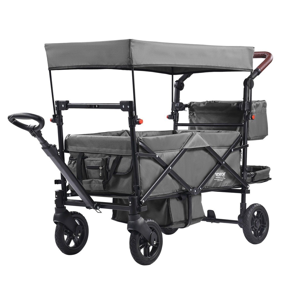 Travel-Friendly Child Wagon 55lb Loading Capability One Click Fold Grey
