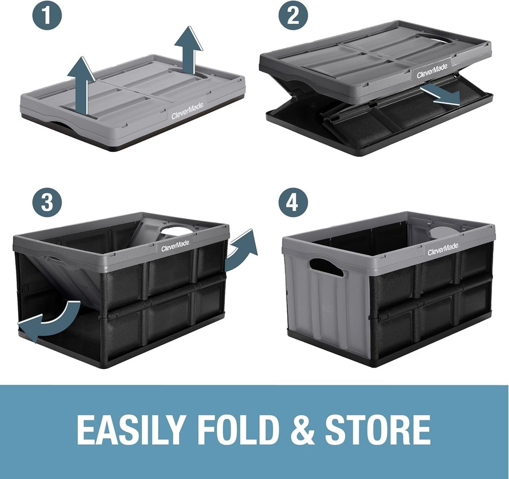 Collapsible Storage Bins 3-Pack - 46L Stackable Containers for Easy Organization