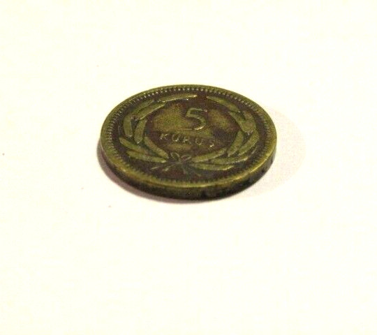Turkey 1950 5 Kurus Brass Coin
