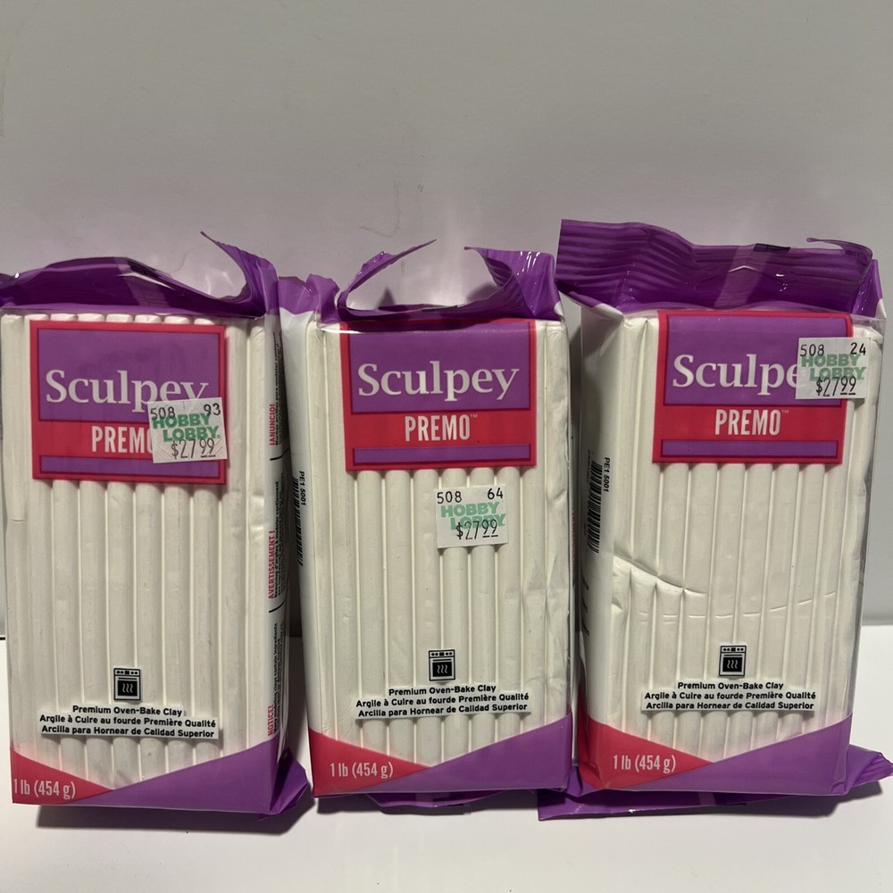 Sculpey Premo Polymer Clay 1lb-White - 3 Pack