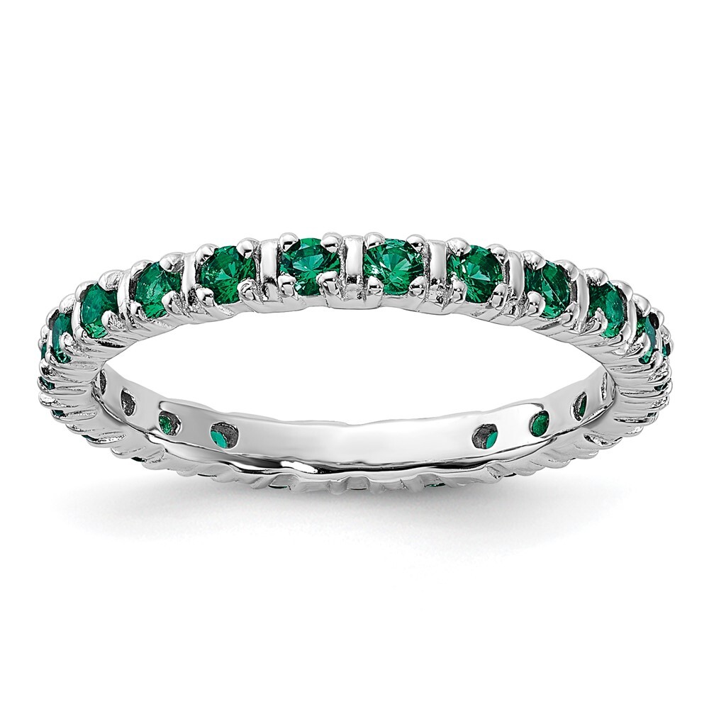 Sterling Silver Stackable Expressions Created Emerald Ring Size 5