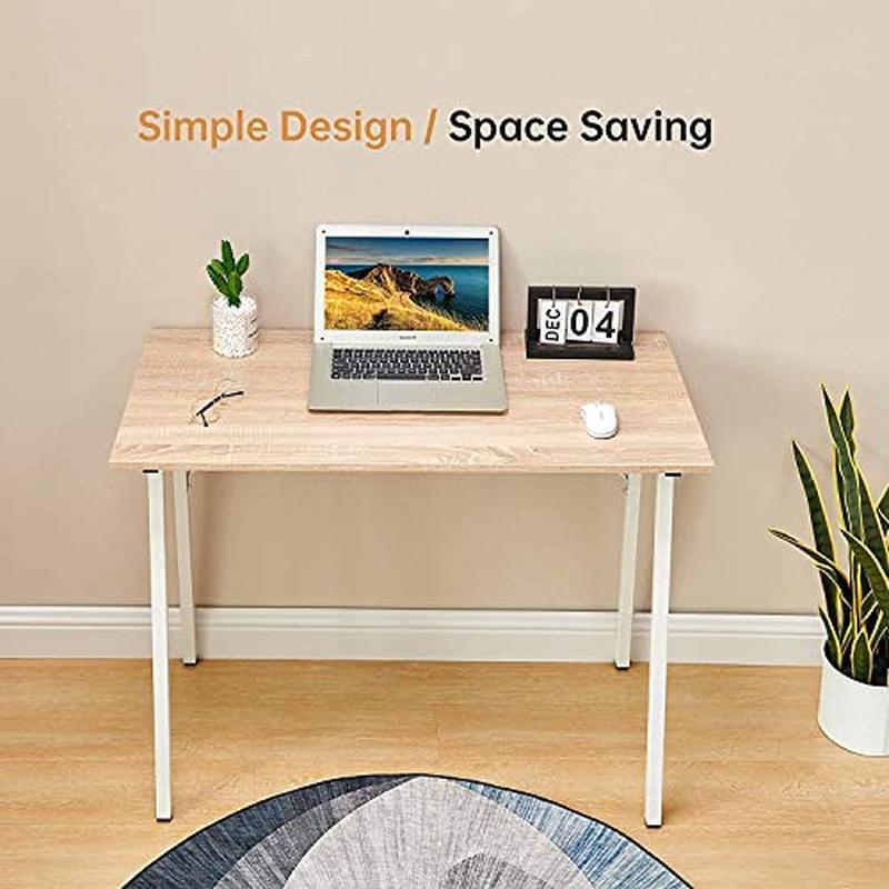 Small Computer Desk Modern Writing Table Sturdy Wood Metal Frame Space Saving US