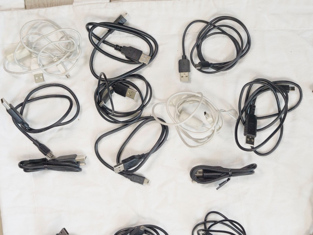 Lot of Assorted Micro + Mini+ USBC +Printer Cables/ Cords USB, USB-C, Micro-USB