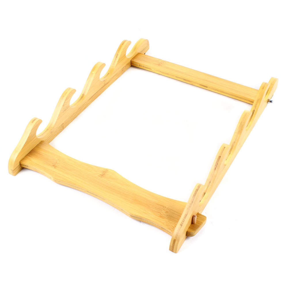 4-Layer Bamboo Mount Display Stand Wall-Mounted Display Rack Sword Mount Stand