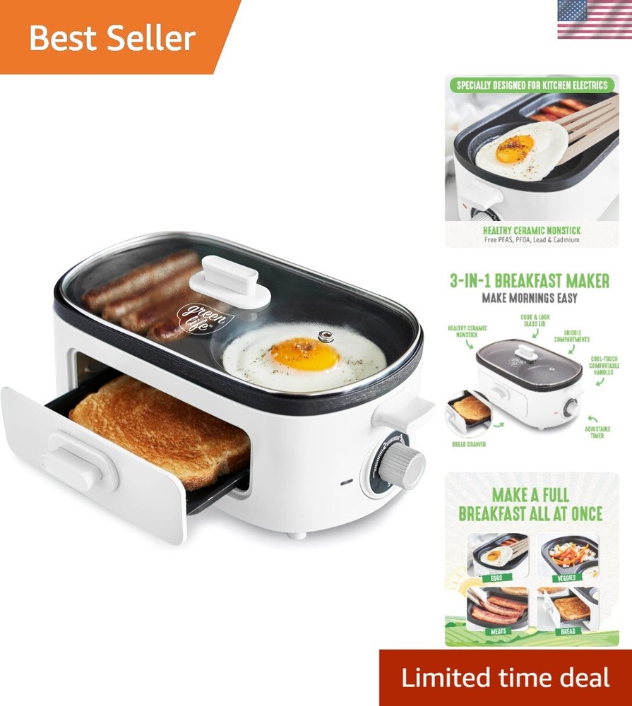 Breakfast Made Simple: 3-in-1 Maker with Griddles, Timer & Cool-Touch Handles