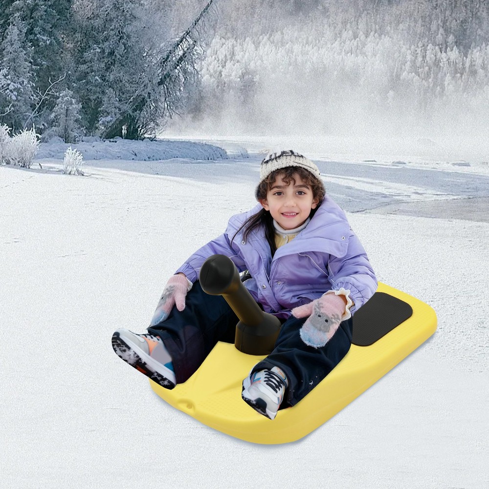 Sled Snow Board Tool Sledding Snowboard w/ Handle & Pull Rope for Kid Winter Fun