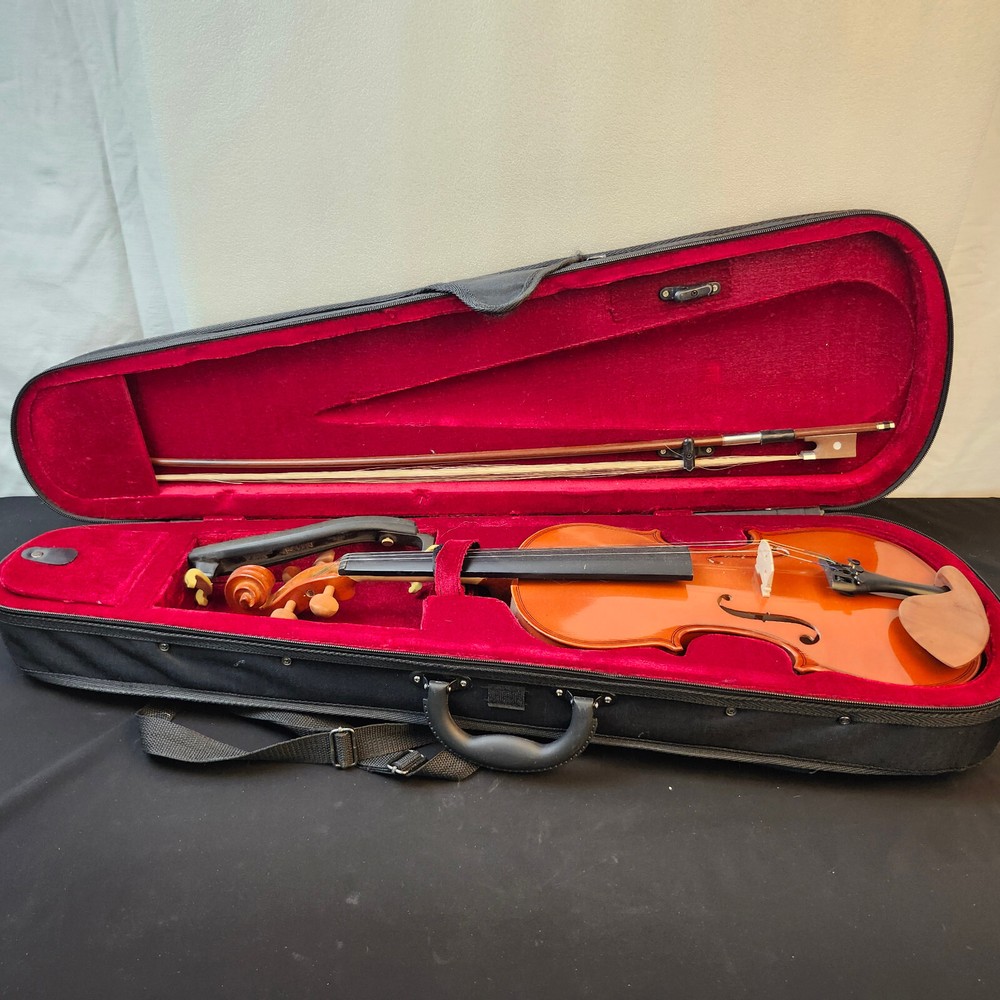 Student Violin w/ Case Bow Rosin String Cheek Rest 4/4 Size