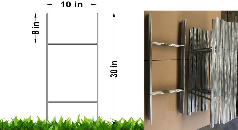 100 Pack Stake Double "H" 10x30 inch x 9Ga Galvanized Wire Stake Ship same Day