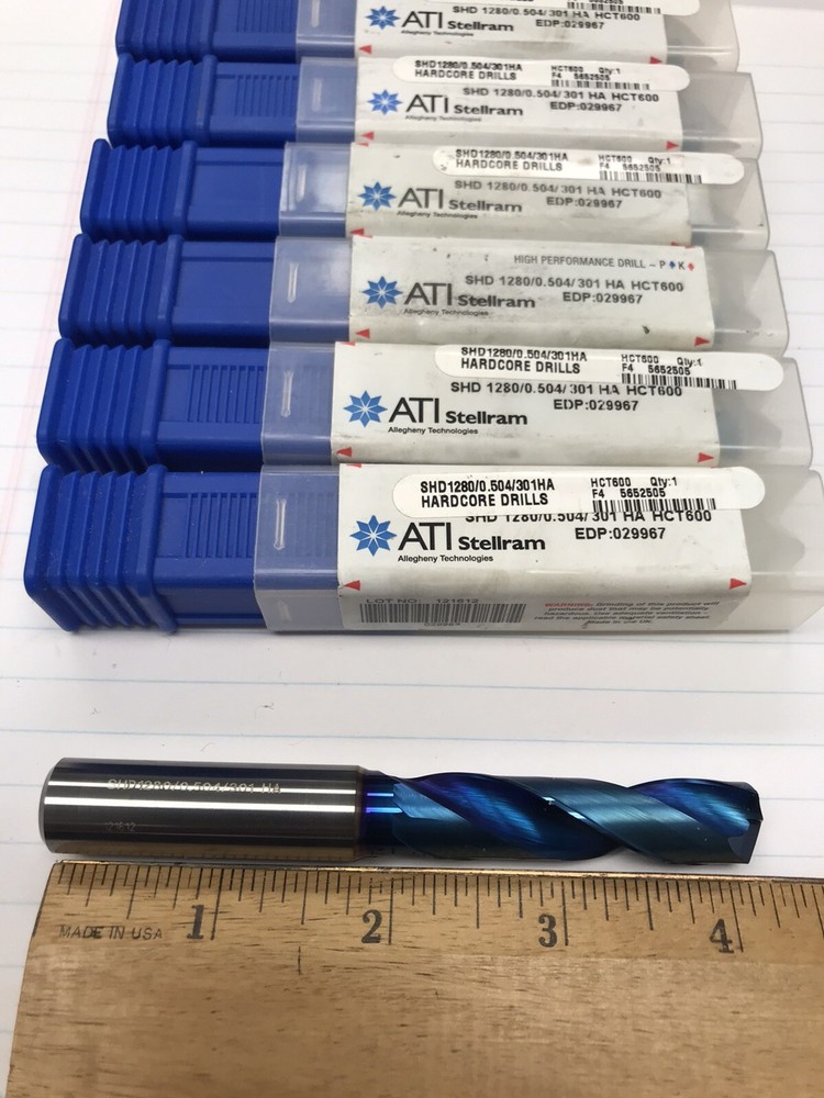 1 Pc. 12.80 (.504) 3X HP Solid Carbide HARDCORE DRILL (loc N8)