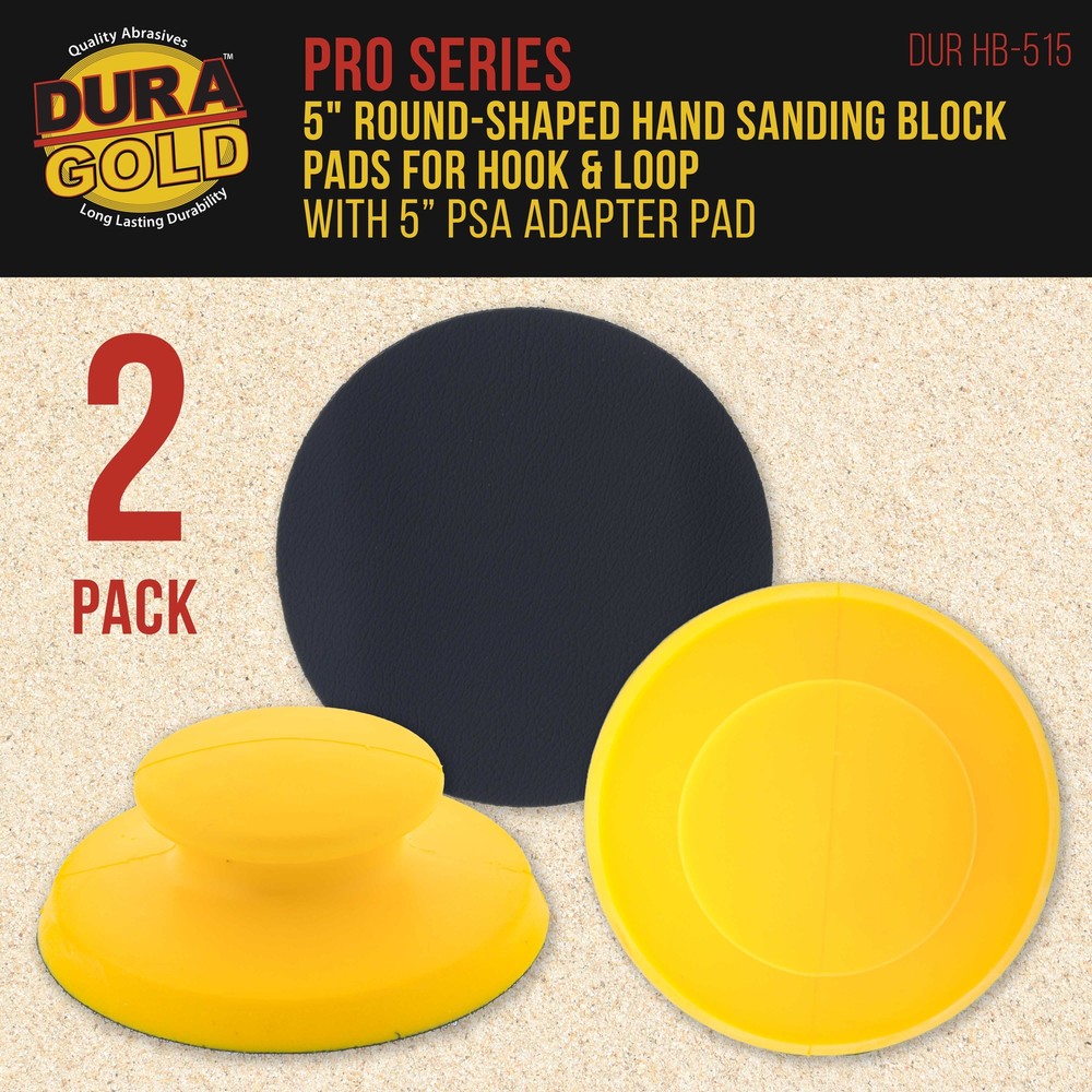 2ea 5" Round-Shaped Hand Sanding Block Pads for Hook & Loop and PSA 5" DA Discs
