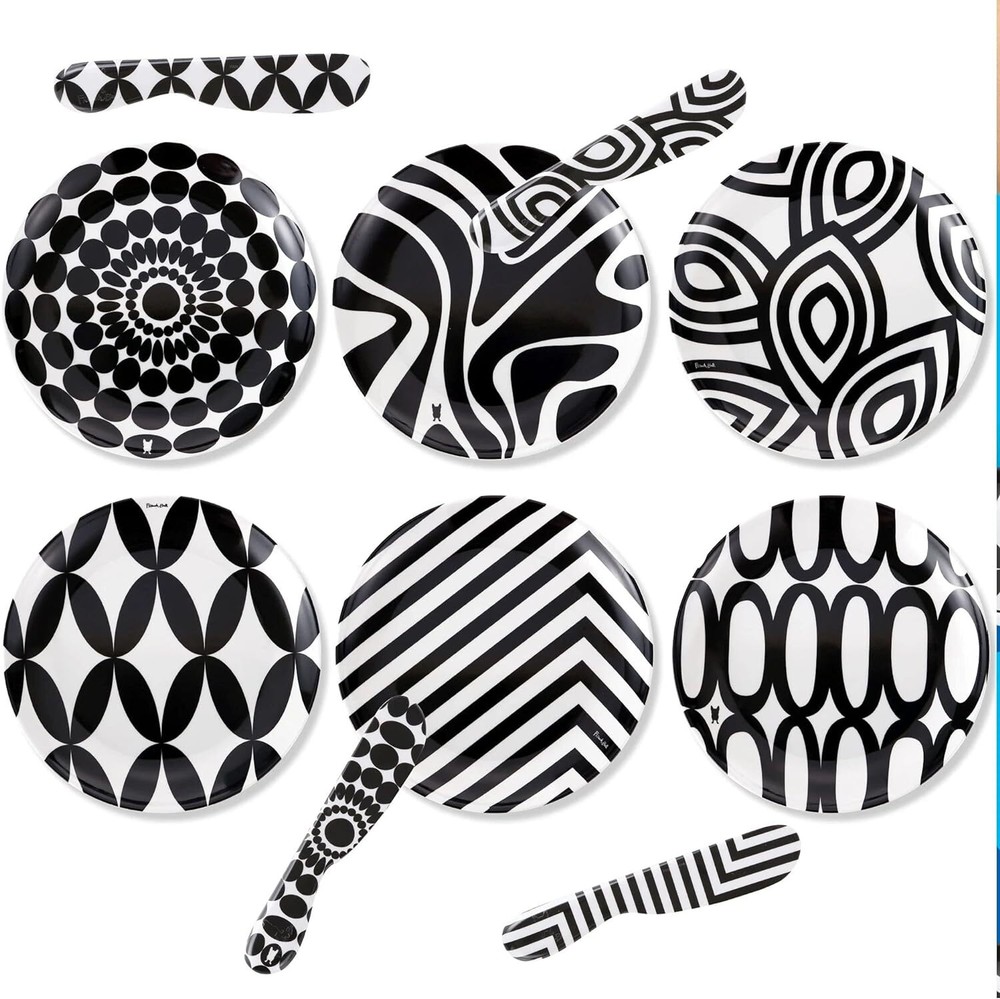French Bull 12-Piece Dinnerware Set Black & White Medium, Black/White