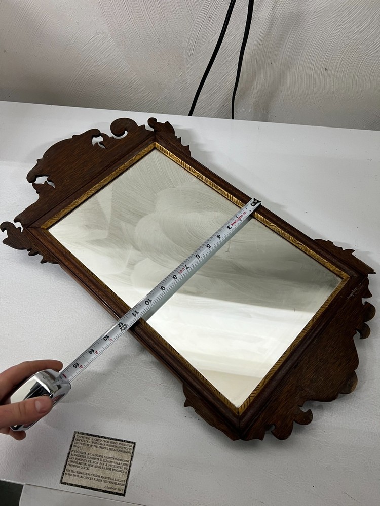 Chippendale Style Walnut Frame Beveled Wall Mirror