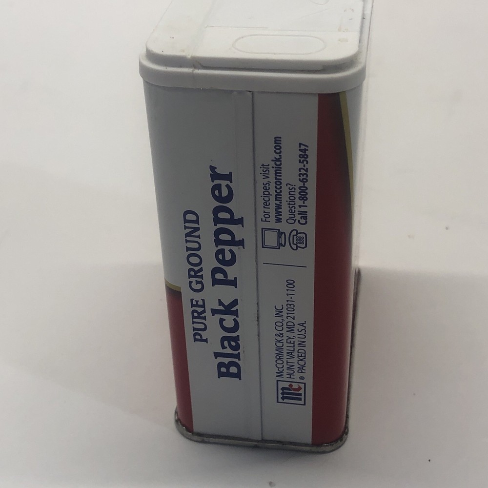 McCormick Pure Ground Black Pepper Tin w/ Plastic Lid 3oz Empty