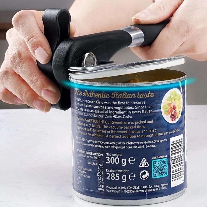 Smooth Edge Can Opener - Manual Handheld Tool with Easy Turn Knob, Stainless Ste