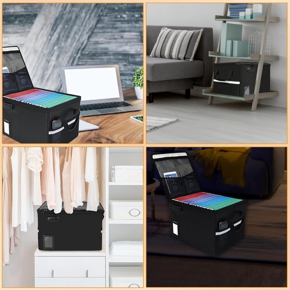 Secure Collapsible Fireproof Document Filing Box – Lightweight & Portable