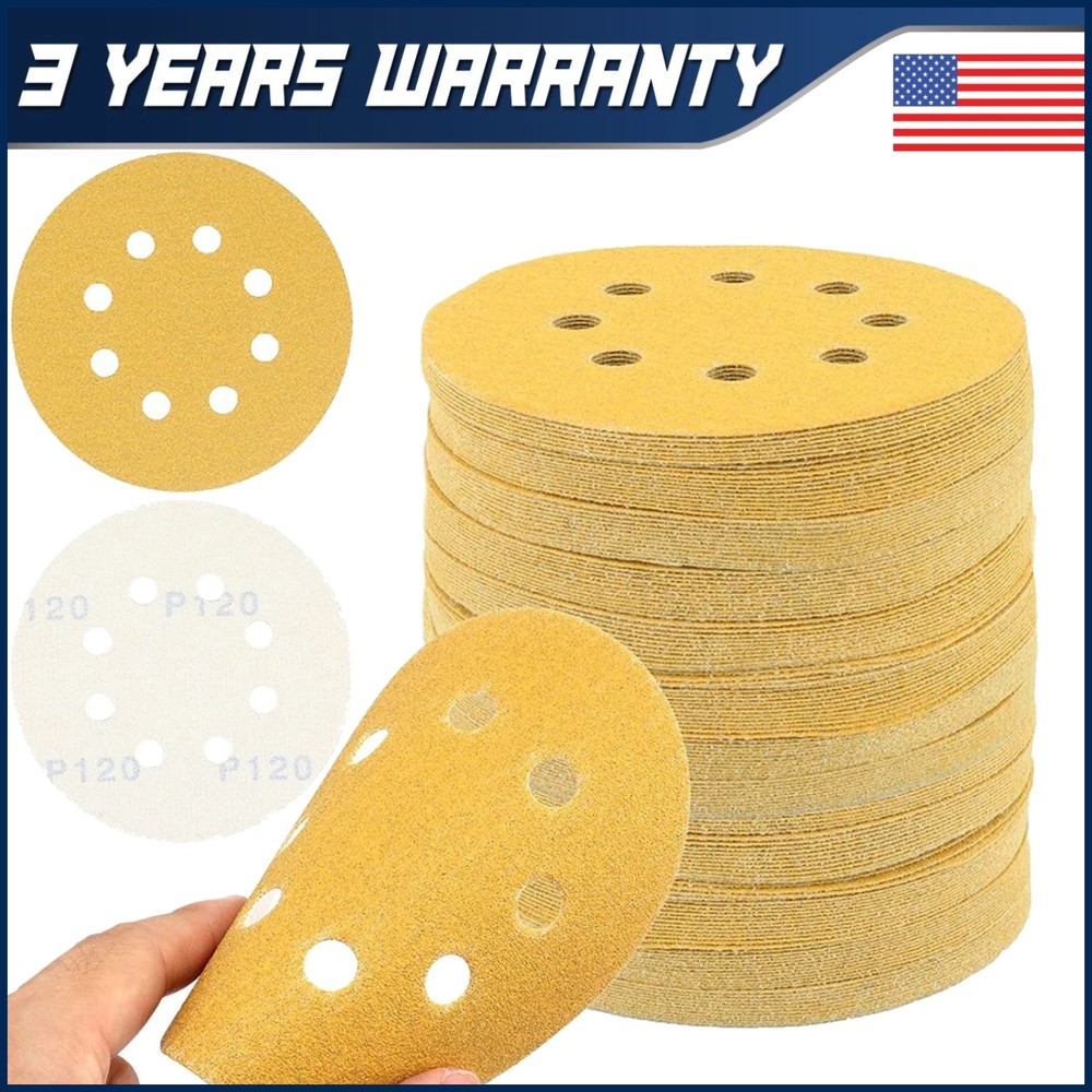 100PCS 5" Sanding Discs Round Hook and Loop Sandpaper for Random Orbital Sander