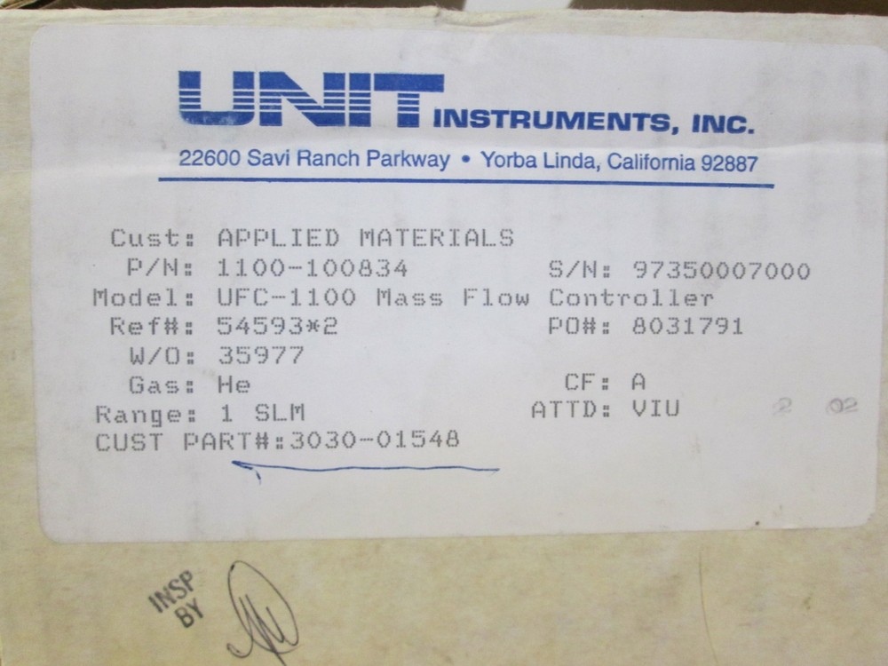 Unit UFC-1100 Mass Flow Controller, He, 1 SLM, Refurbished