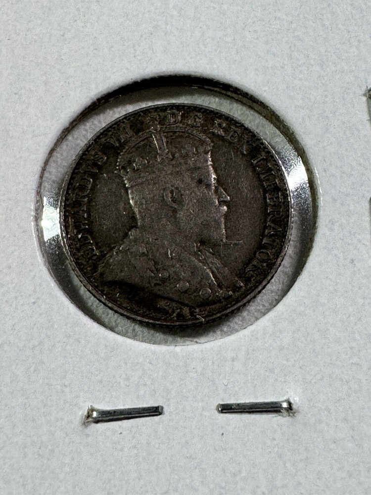 1907 Canada 5 Cents Small Silver Coin Cleaned