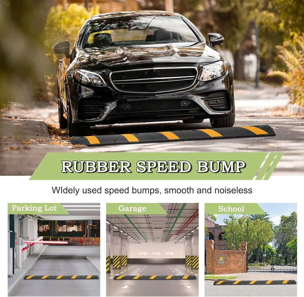 Durable Rubber Speed Bumps 2-Pack - 25K Lb Traffic Control Solution