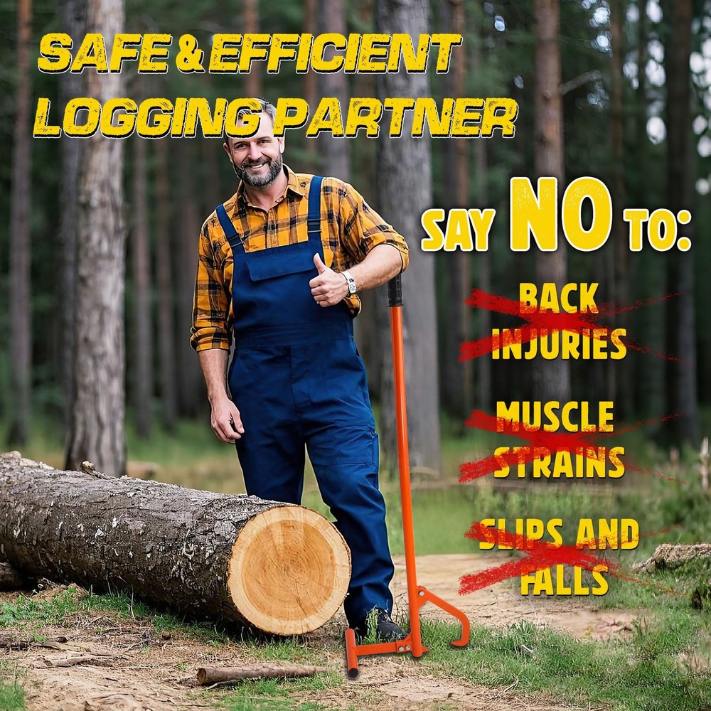 50.9" Timberjack Log Lifter, Adjustable Log Roller Cant Hook, Heavy Duty Stee...
