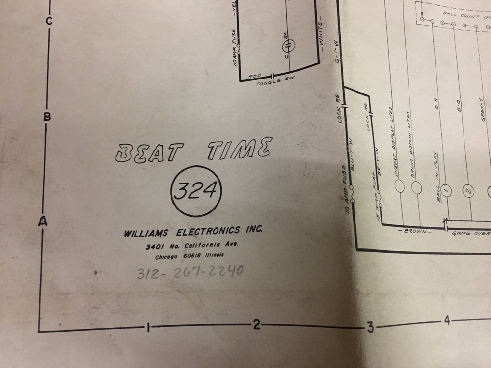 Beat Time Electromechanical Pinball Manual Fold-Out Schematic