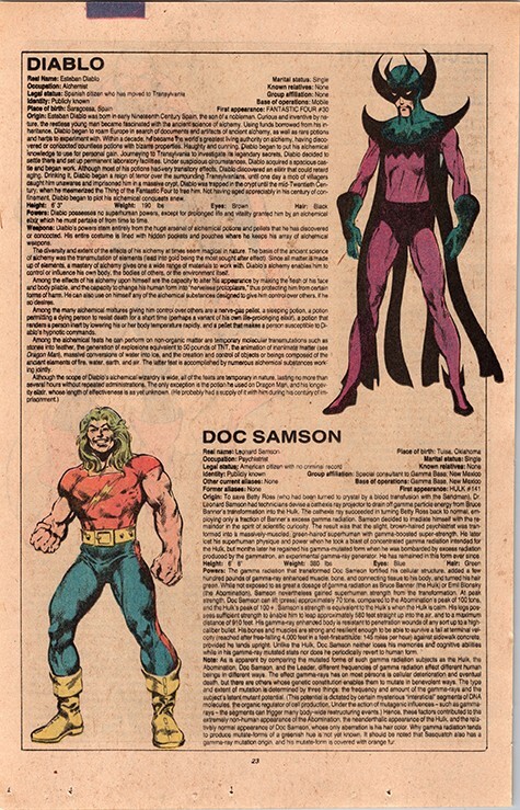 Diablo & Doc Samson - Official Handbook Marvel Universe - Framed Comic Book Page