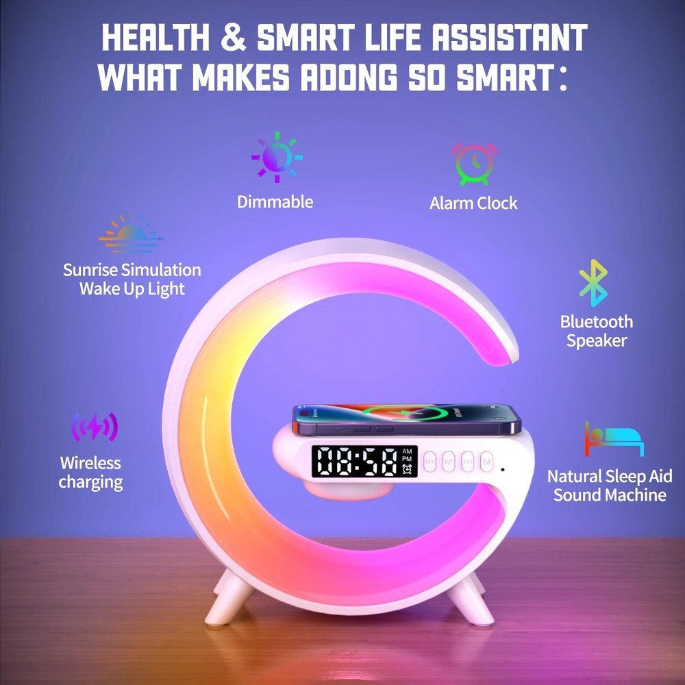 Mini-G LED Night Light Alarm Clock Bluetooth Connection Audio w/ Charging Point