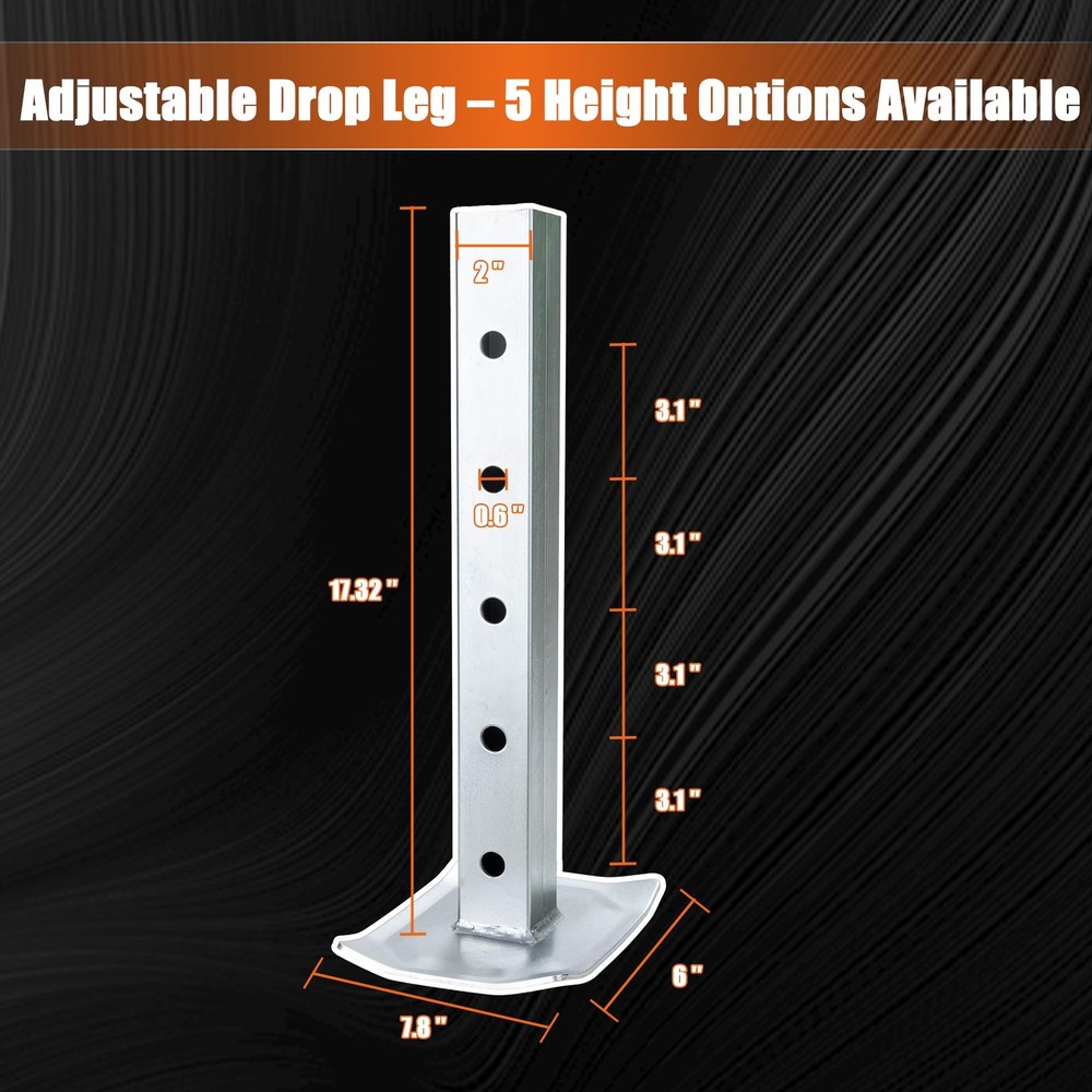 8000lbs Heavy Duty Trailer Jack, 30" Lift Swivel Bolt-on Jack w/ Drop Leg RV